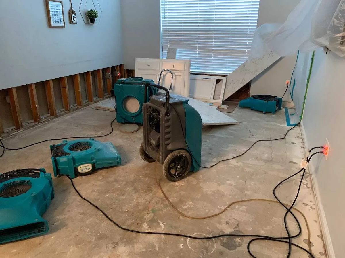 Dehumidifier in flood-cut room for Water Damage Restoration in Neshannock